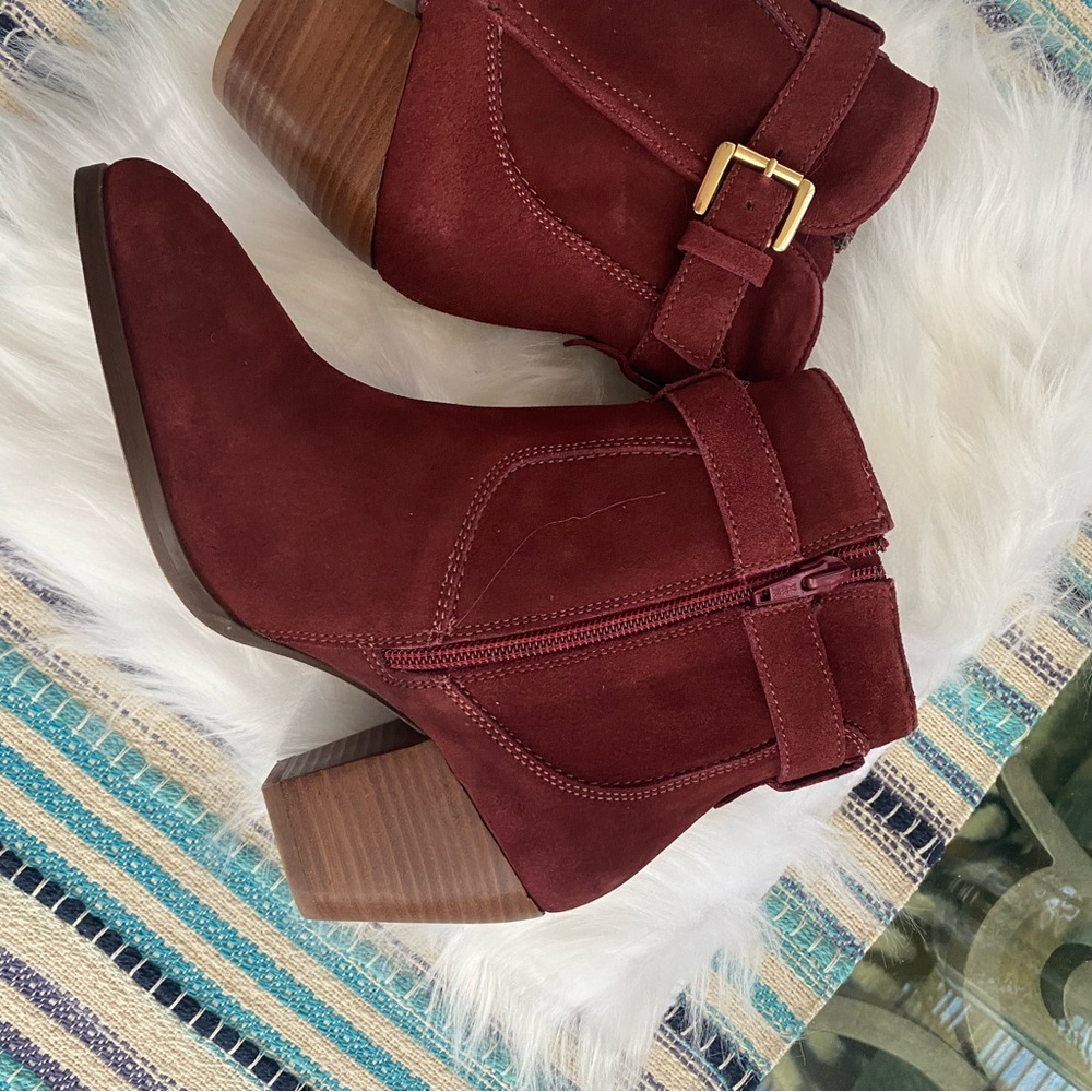 Diba sleek booties burgundy suede ankle boots - Picture 8 of 15